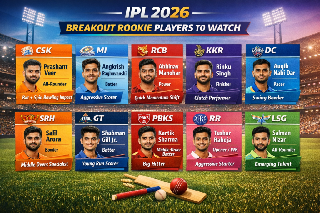 IPL 2026 – Breakout Rookie / Young Impact Players