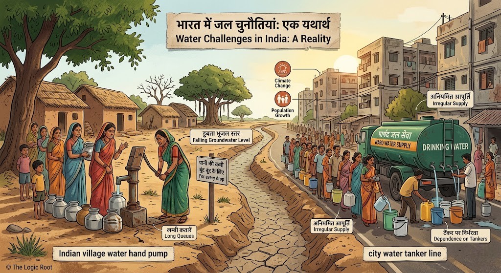 Water scarcity in India villages and cities