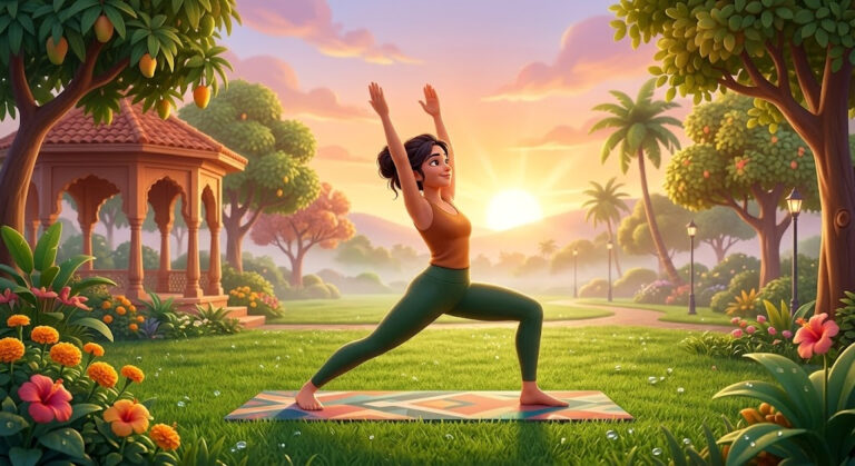 yoga during summer morning