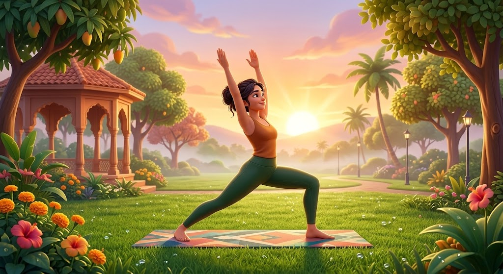 yoga during summer morning