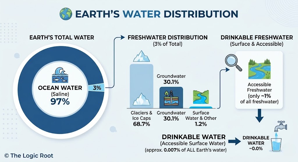 Earth water distribution infographic