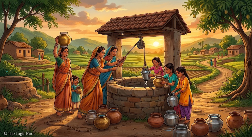 Water and Gender theme women collecting water