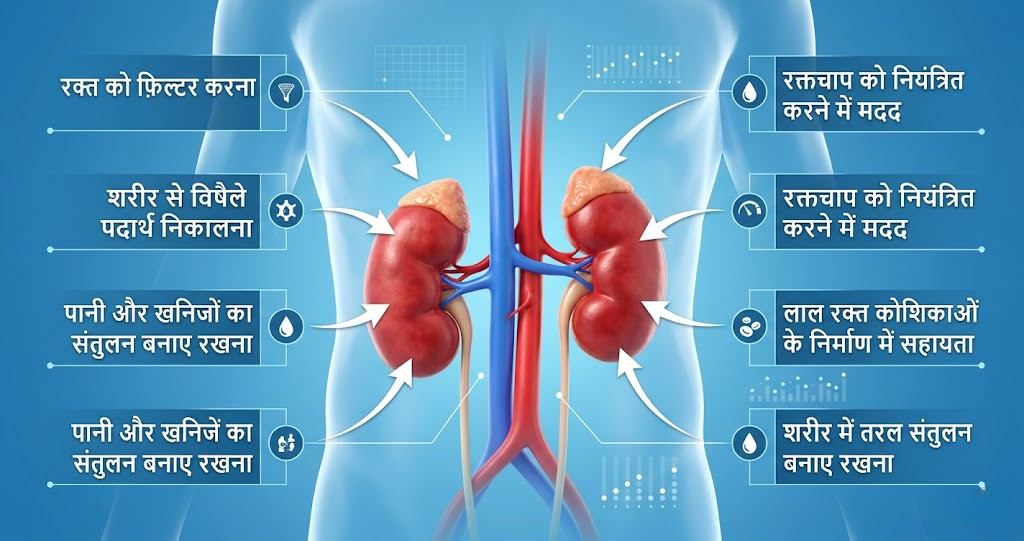 kidney functions diagram in hindi human kidney work illustration