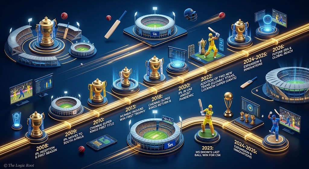 History and evolution timeline of IPL cricket league