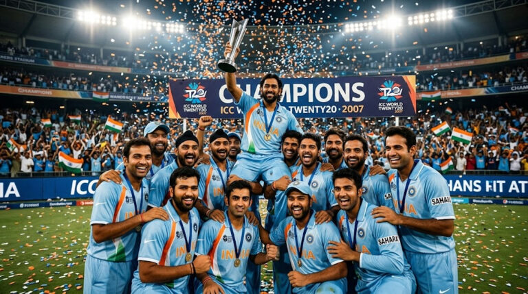 India team celebrating 2007 T20 World Cup victory