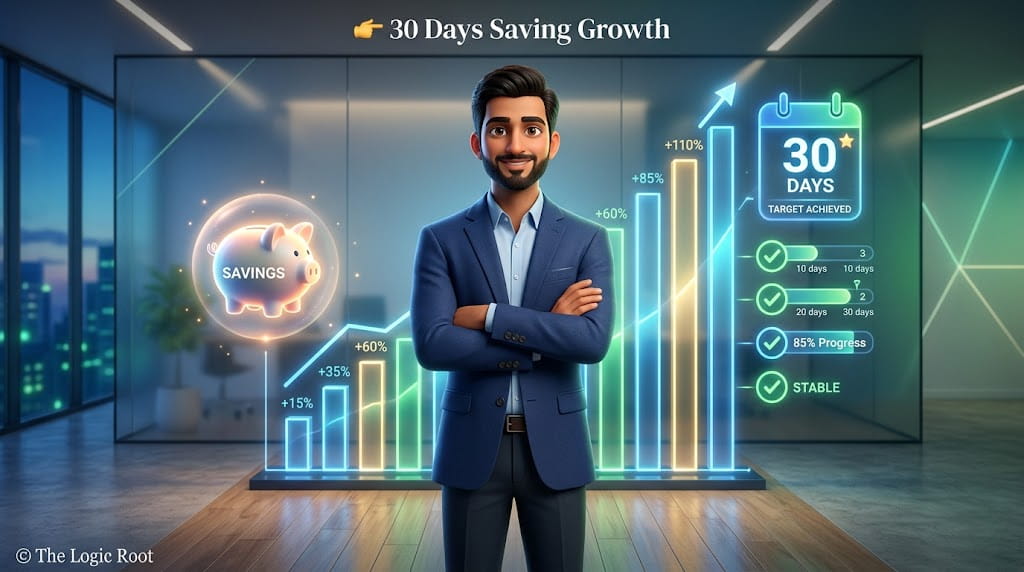 saving growth progress chart concept india 30 day money saving plan