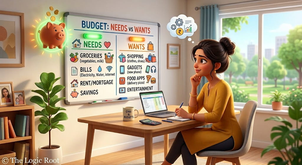 needs vs wants money saving tips india concept