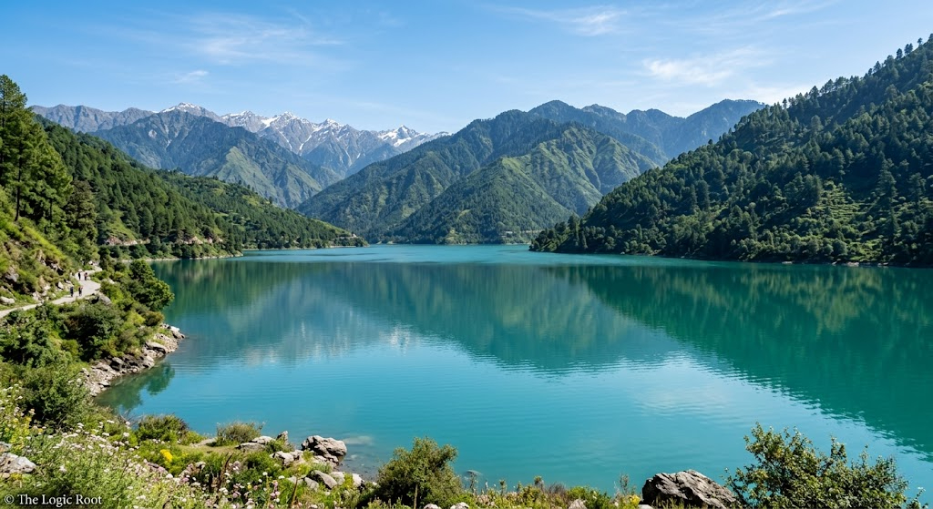 Chamera lake scenic view in Chamba Himachal Pradesh