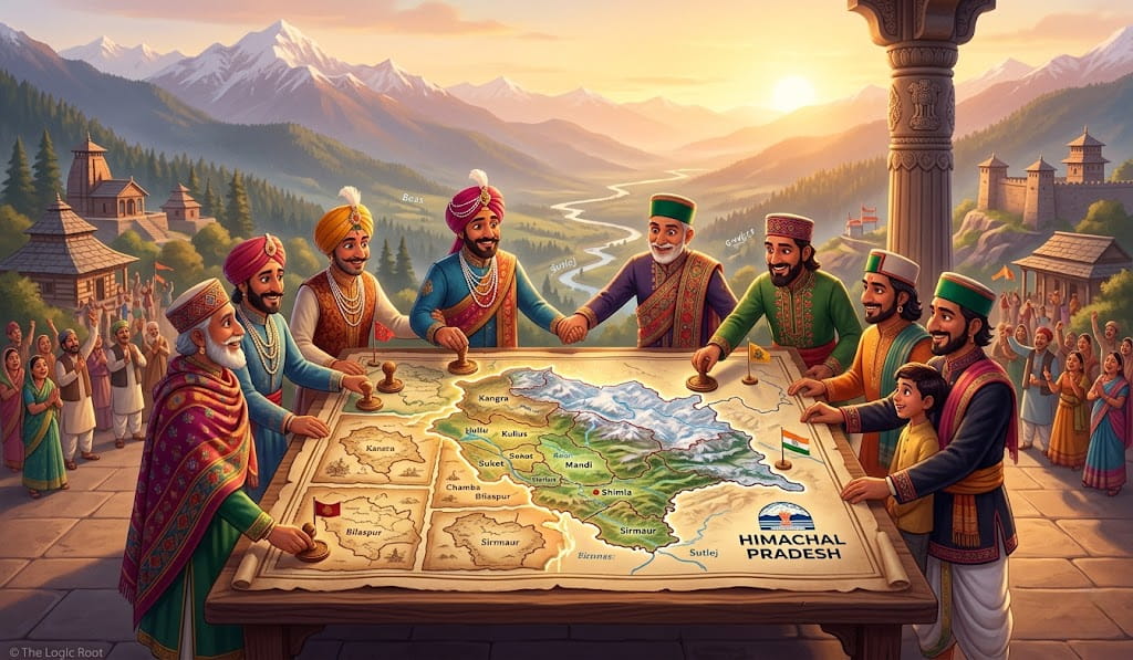 Formation of Himachal Pradesh 1948 illustration