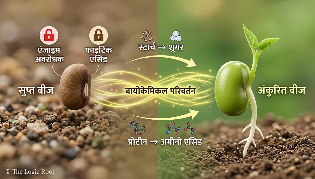 sprouting process explained, seed transformation into sprouts, biochemical changes in sprouts