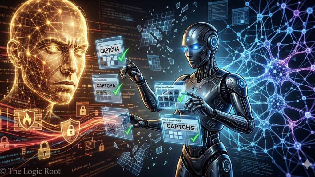 AI aur CAPTCHA ke future evolution ka visual concept