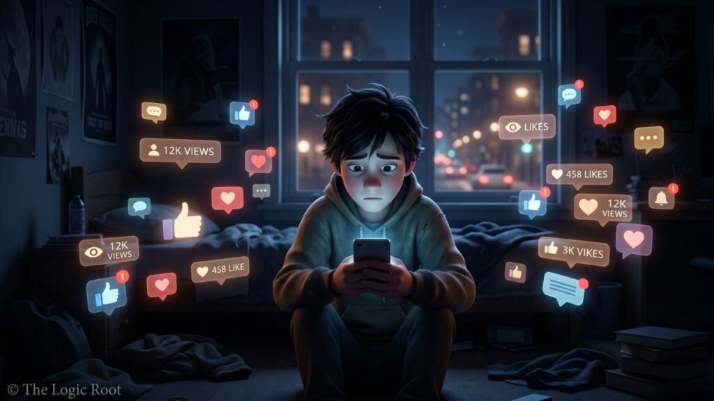 Social media algorithm और attention capture illustration