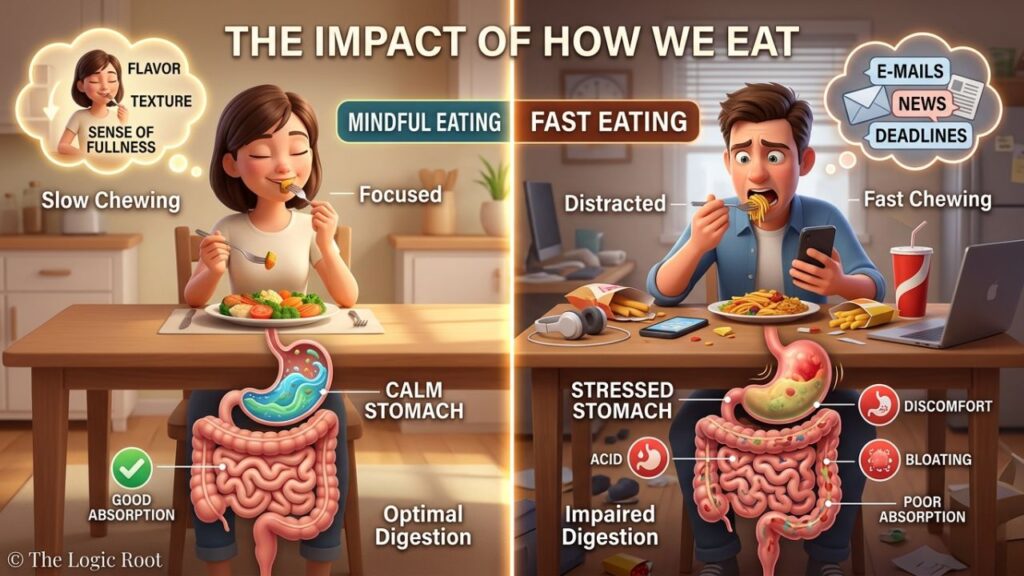 Logic of daily healthy habits mindful eating digestion