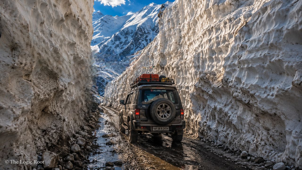 Sach Pass Himachal Pradesh giant snow walls cinematic road