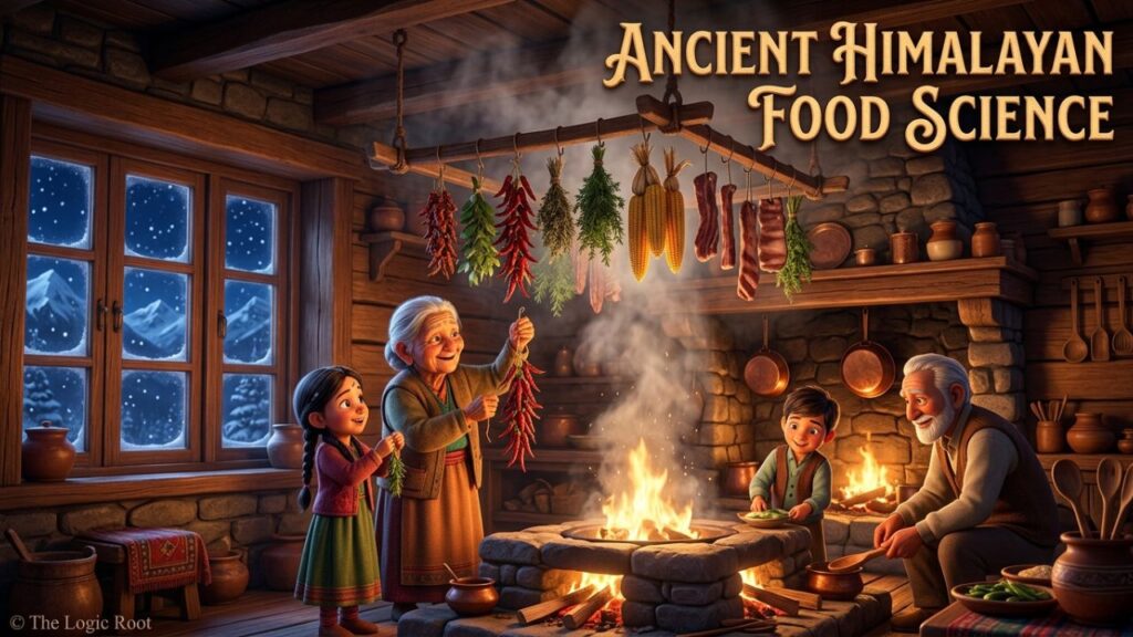 Traditional Himalayan smoke curing food preservation kitchen