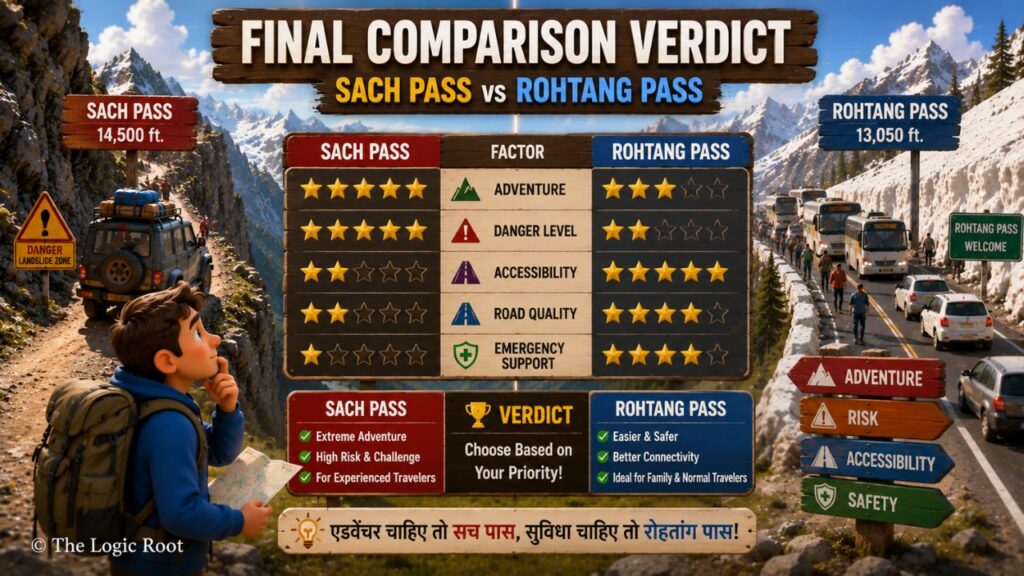 Sach Pass vs Rohtang Pass final comparison verdict infographic