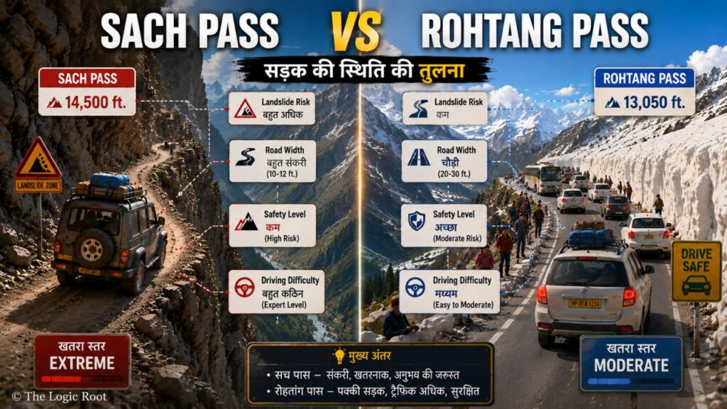 Sach Pass vs Rohtang Pass road condition and driving difficulty comparison