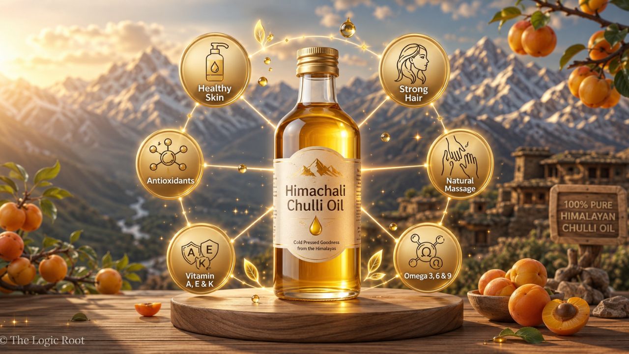 Health benefits of Himachali Chulli Oil infographic