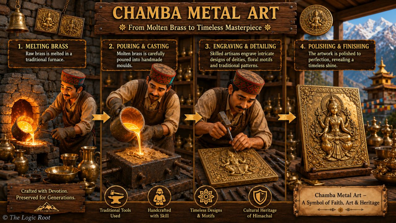 Traditional Chamba Metal Art making process by Himachali artisan