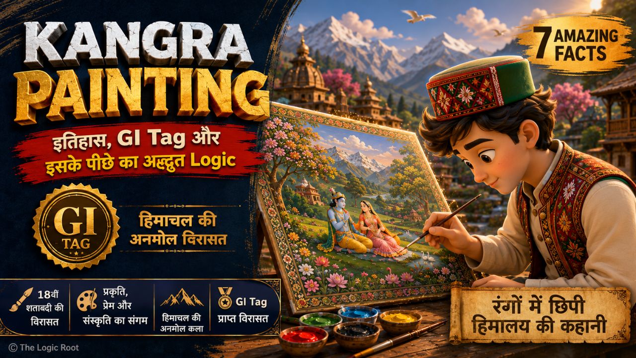 Kangra Painting बनाता हुआ एक युवा हिमाचली कलाकार।