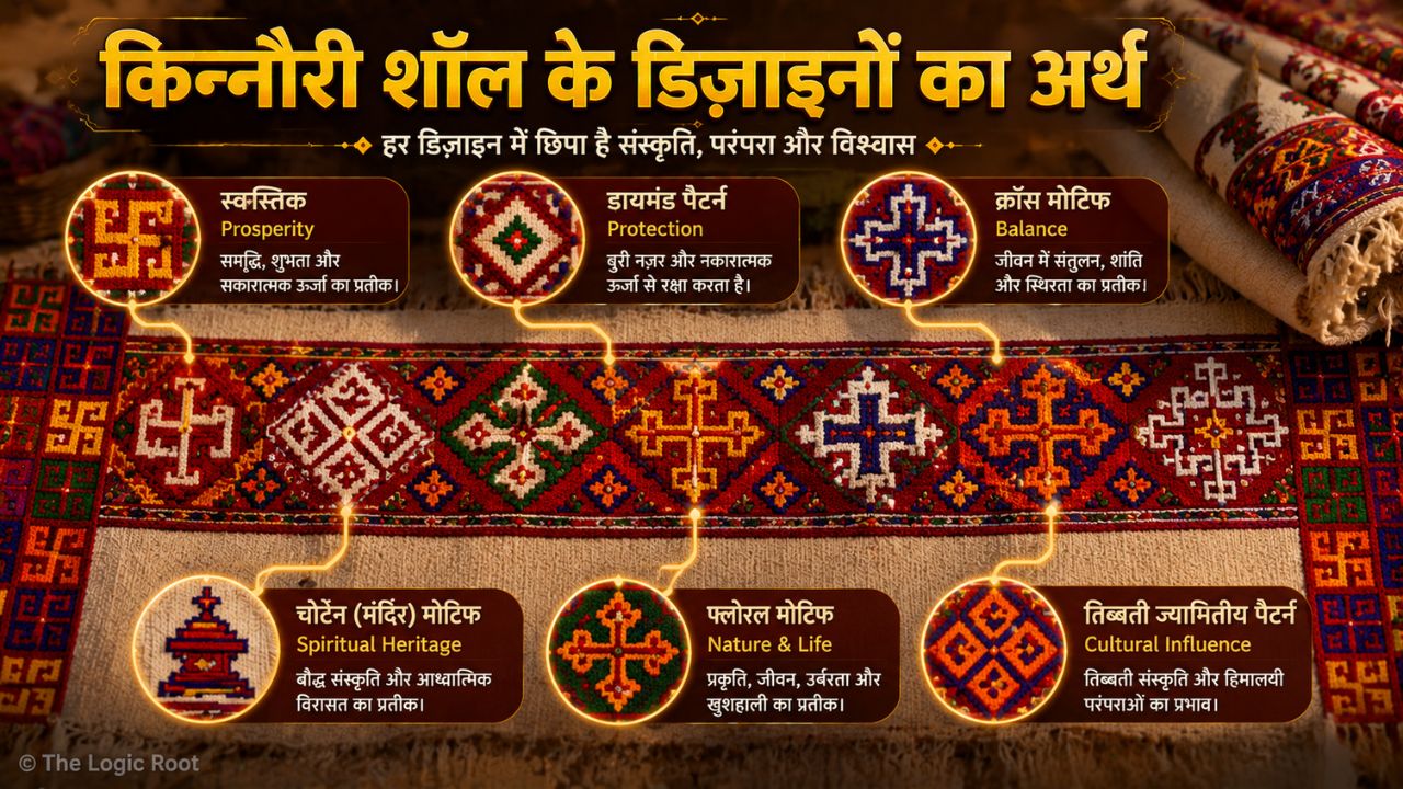 Authentic Kinnauri Shawl border motifs and their traditional meanings in Himachal Pradesh