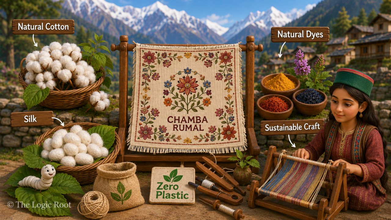 Eco-friendly materials used in Chamba Rumal