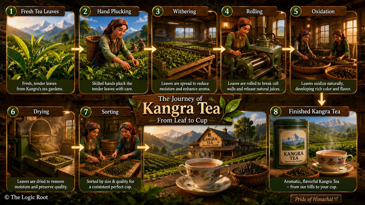 Tea Processing Process Step-by-step process of making authentic Kangra Tea