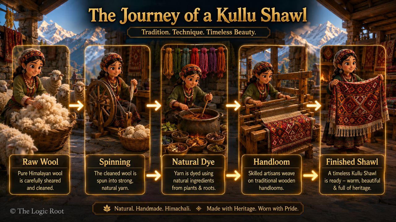 Traditional Handloom Process Kullu Shawl weaving process