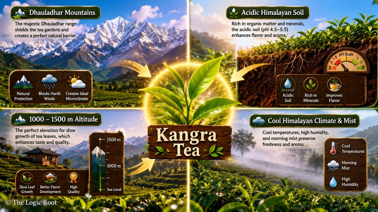 Why Kangra Tea is Unique Factors that make Kangra Tea unique including climate, altitude and Himalayan soil