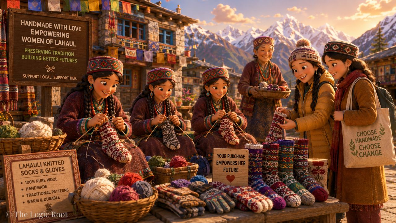 Lahauli Knitted Socks & Gloves से जुड़ी स्थानीय महिलाओं की आजीविका।