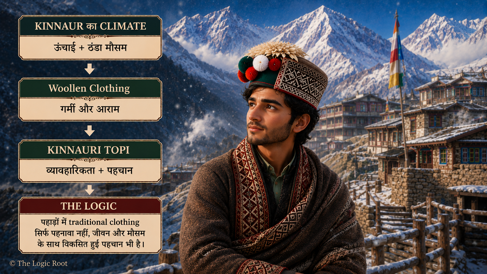 Kinnauri Topi and traditional woollen clothing in the cold climate of Kinnaur