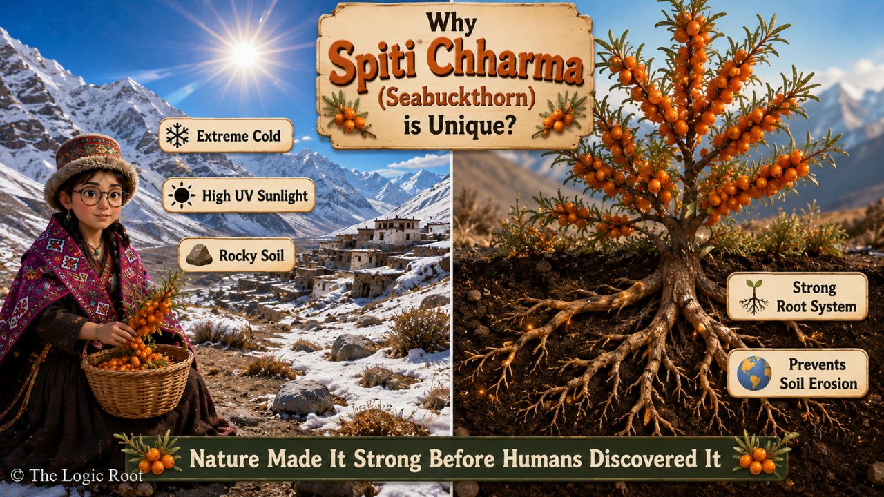 Spiti Chharma growing in cold desert with strong roots