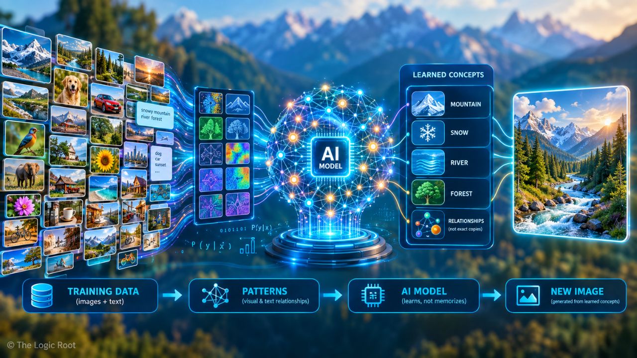 AI image generation training data and pattern learning process