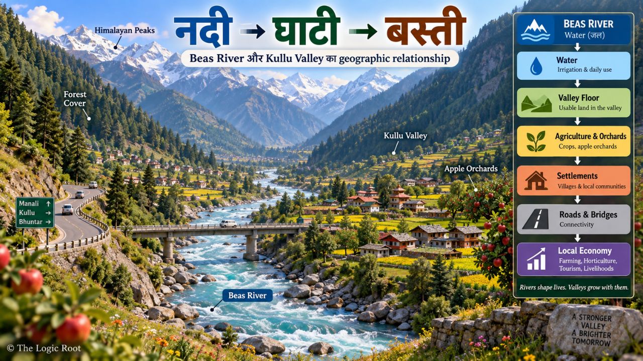 Beas River shaping Kullu Valley landscape and settlements