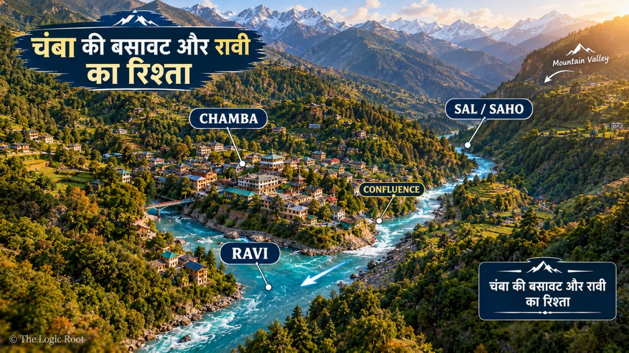 Chamba town near the Ravi River and Sal River confluence in Himachal Pradesh