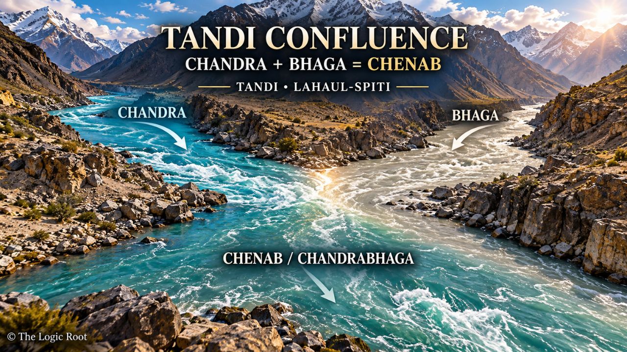 Chandra and Bhaga rivers merging at Tandi to form the Chenab River