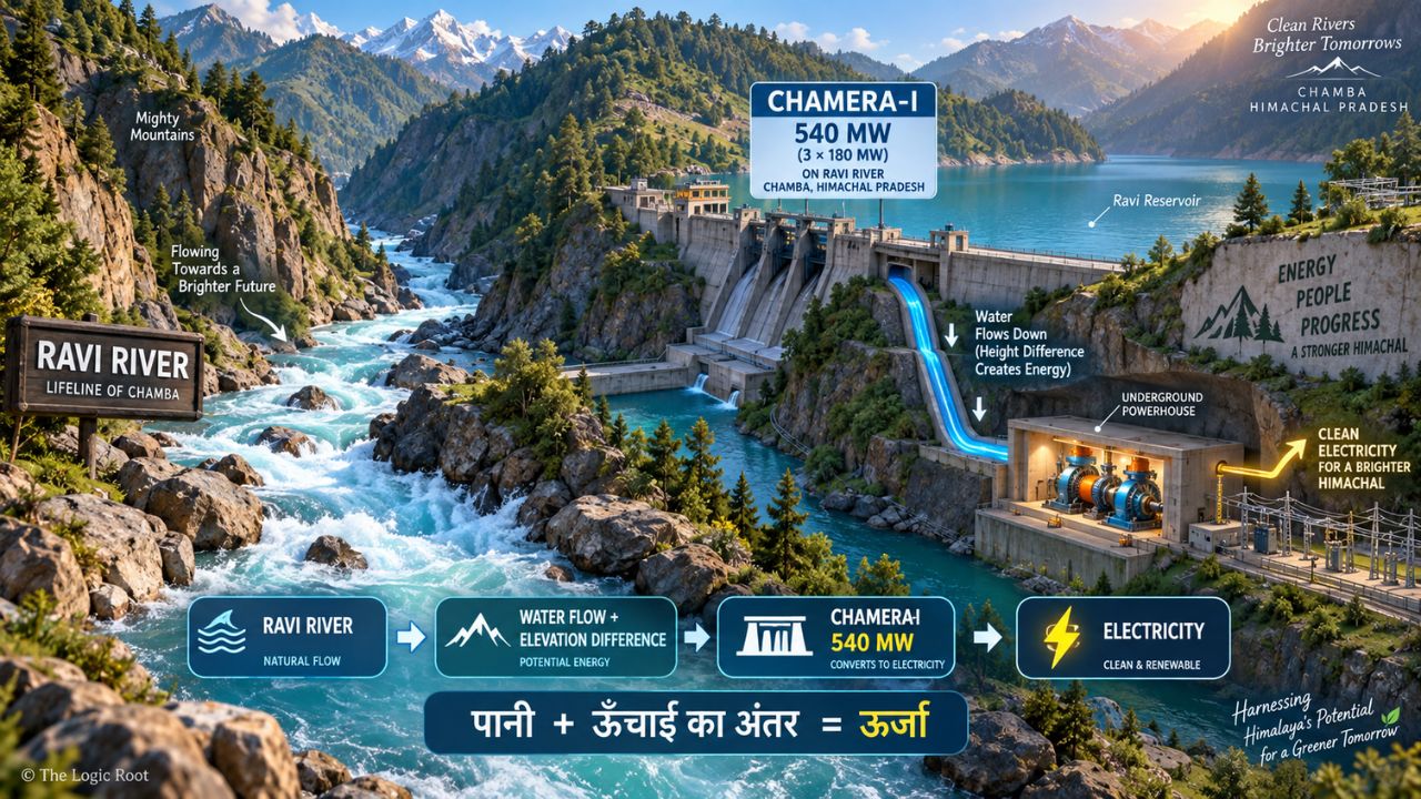 Ravi River and Chamera-I hydropower project in Chamba, Himachal Pradesh