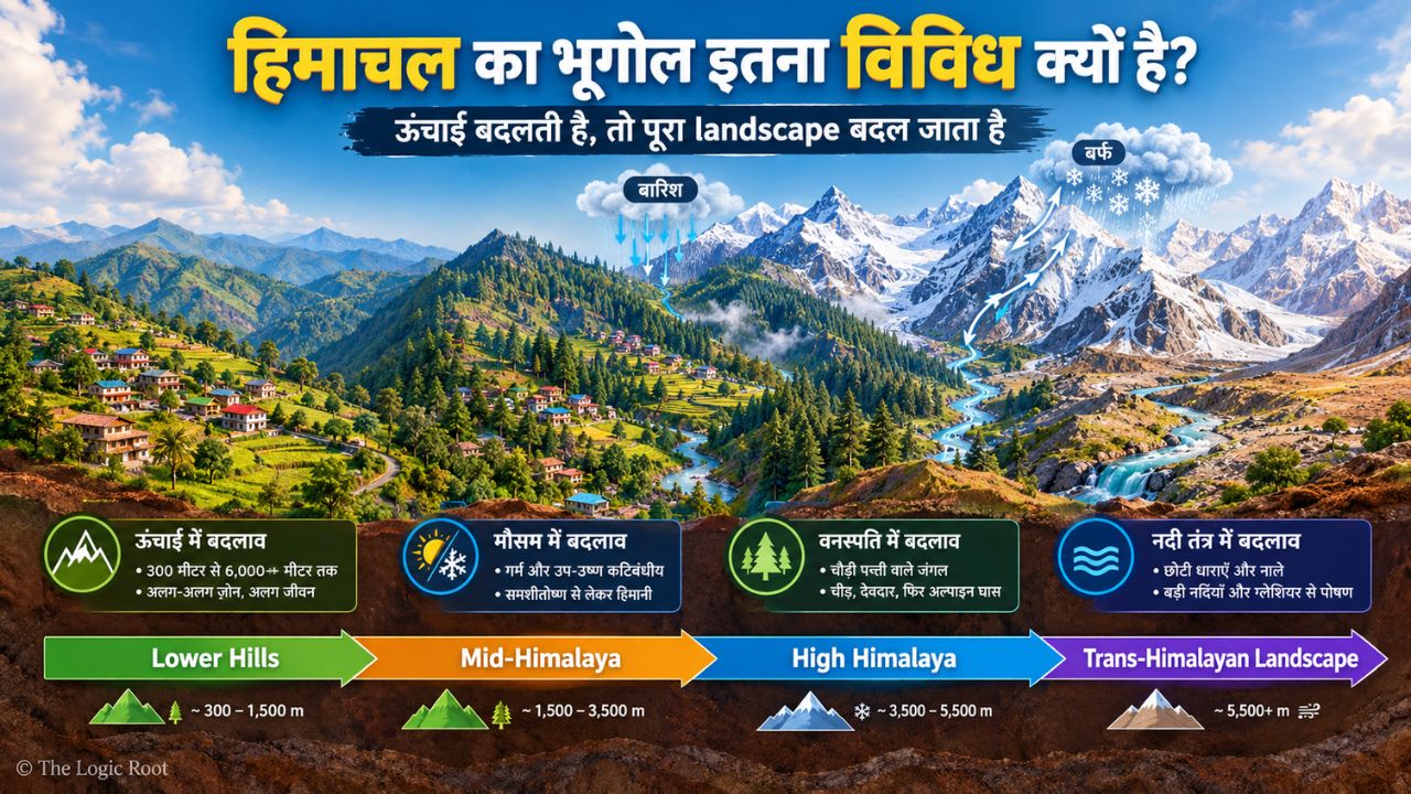 हिमाचल प्रदेश के निचले पहाड़ों से ऊंचे हिमालय तक बदलता भौगोलिक landscape