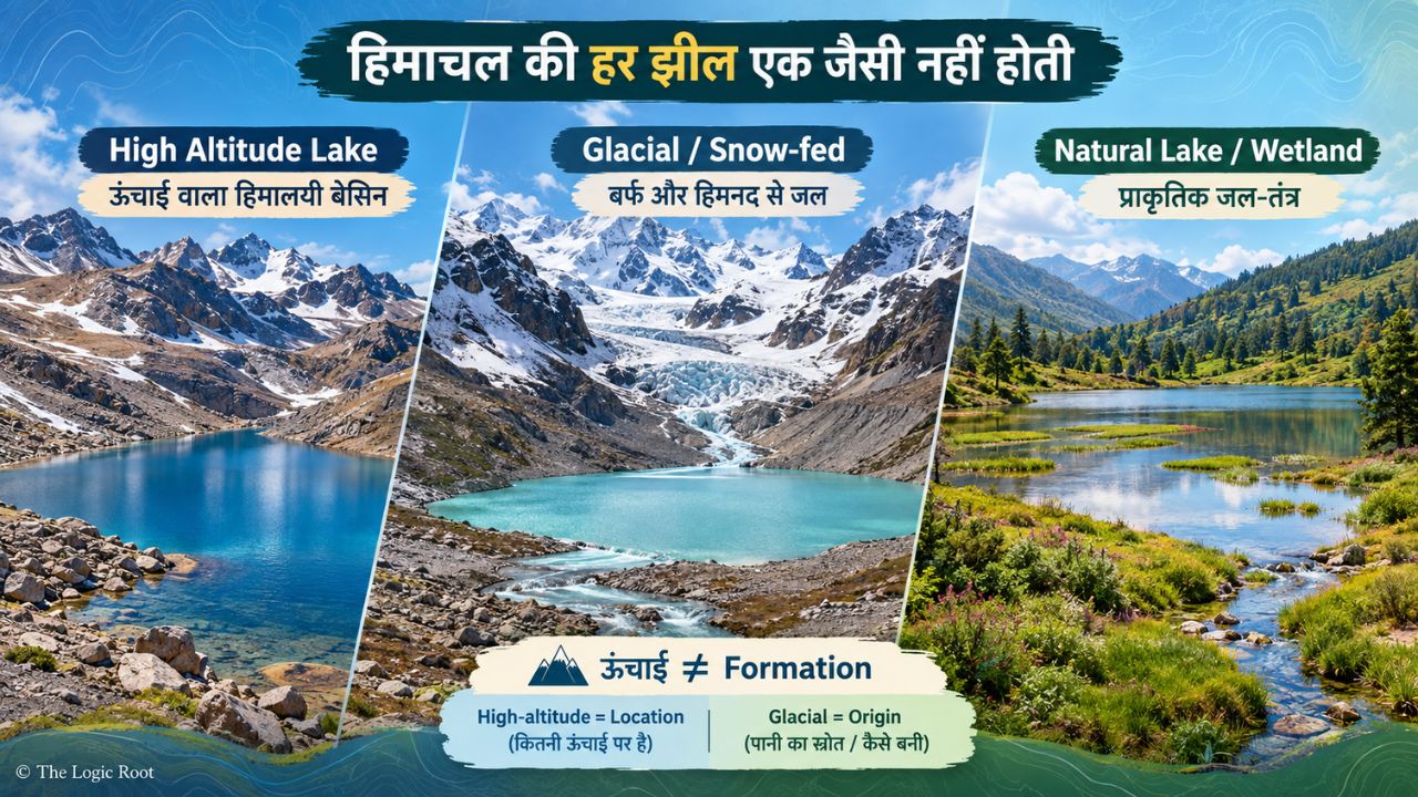 Comparison of high altitude, glacial and natural lakes in Himachal Pradesh