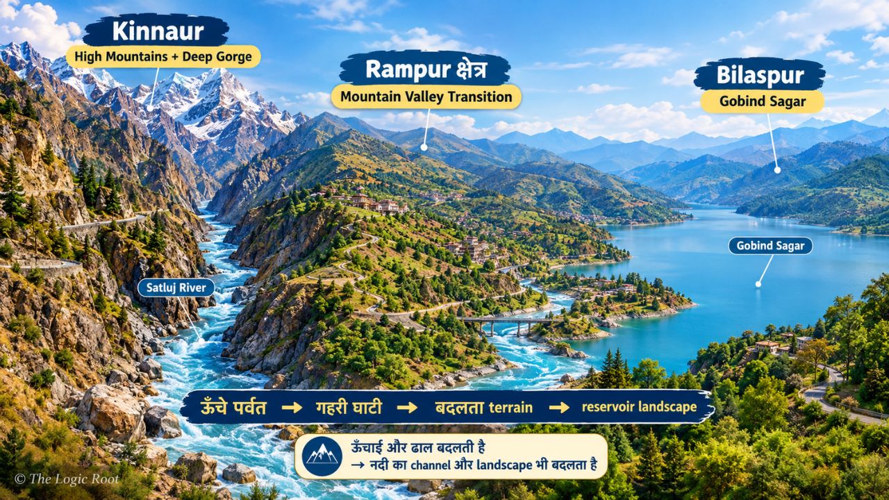 Satluj River landscape from Kinnaur through Rampur to Bilaspur