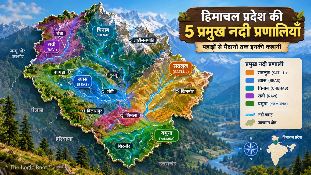 Map of five major river systems of Himachal Pradesh