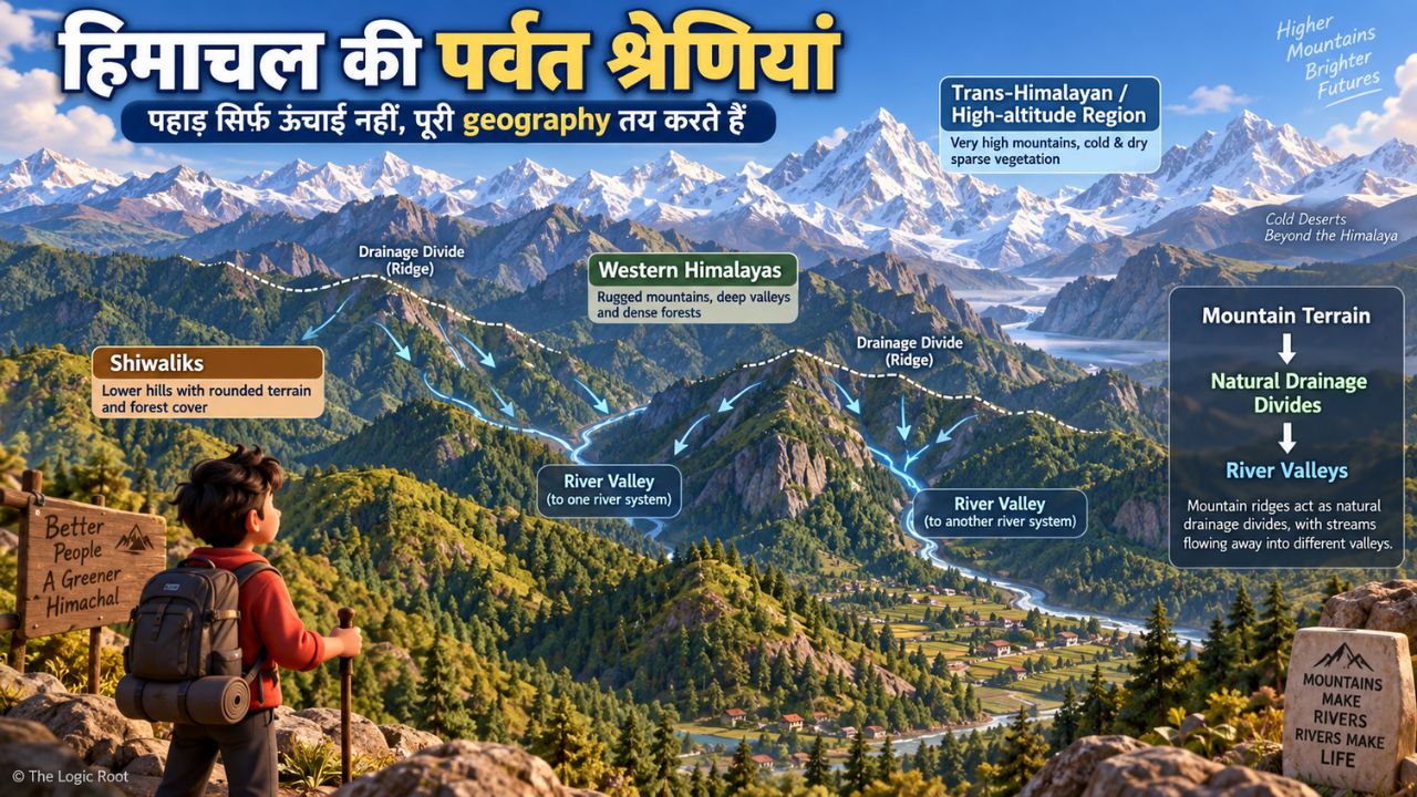 हिमाचल प्रदेश की पर्वतीय संरचना और प्राकृतिक drainage divides