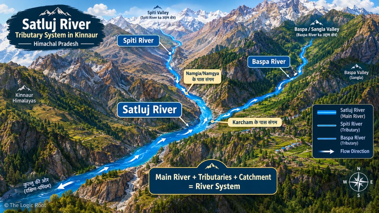 Spiti and Baspa tributaries joining Satluj River in Kinnaur
