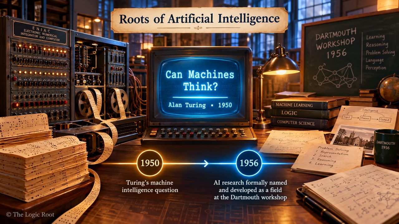 Artificial Intelligence की शुरुआत, Alan Turing 1950 और Dartmouth Workshop 1956