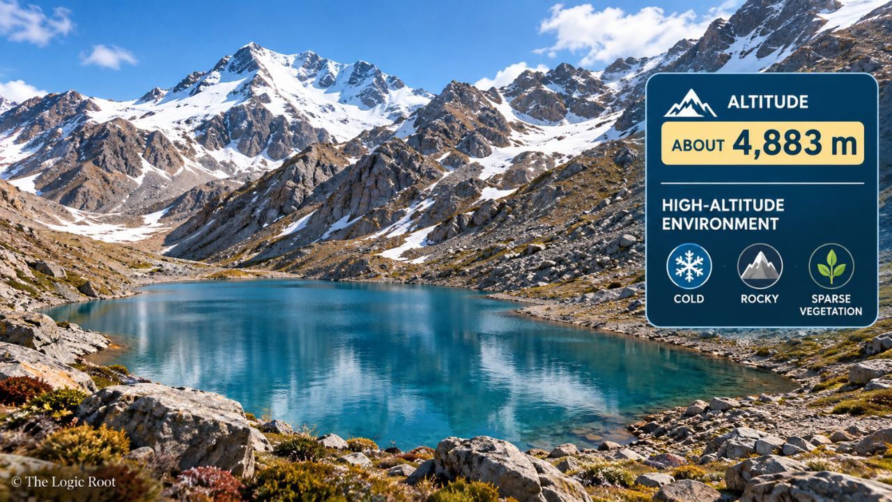 Suraj Tal Lake at approximately 4,883 metres in the high Himalayas