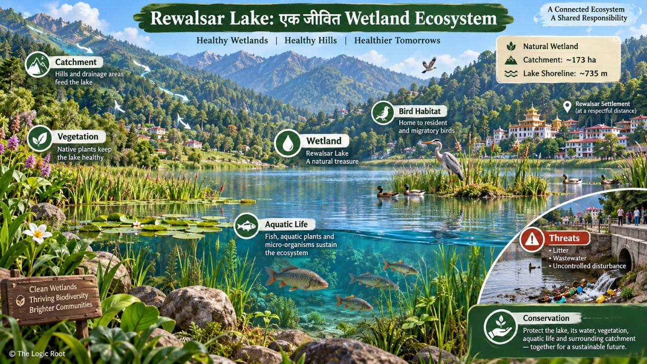 Rewalsar Lake wetland ecosystem and surrounding Himalayan catchment