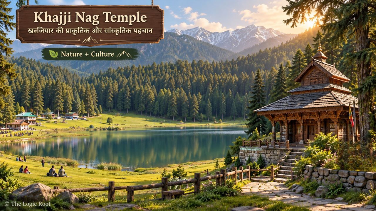 Khajjiar Lake and traditional Khajji Nag Temple surrounded by deodar forest