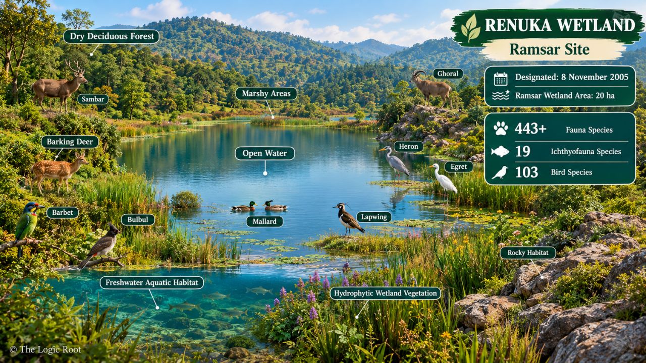 Renuka Wetland Ramsar Site biodiversity in Himachal Pradesh