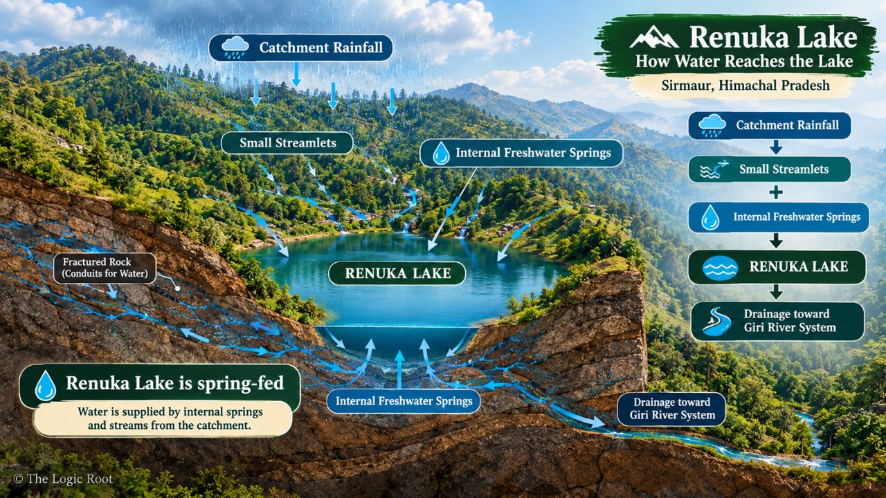 Renuka Lake water source springs and streams infographic
