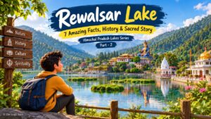 Rewalsar Lake Himachal Pradesh with surrounding mountains